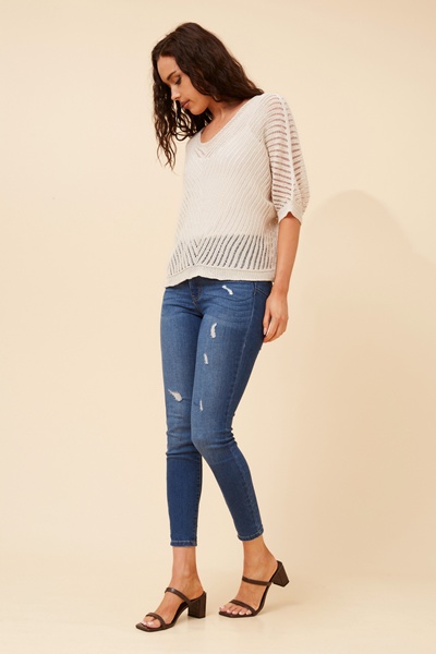 ENNIO CROCHET KNIT PULLOVER