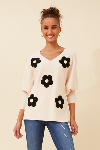 ENOLA DAISY PRINT KNIT PULLOVER