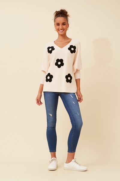 ENOLA DAISY PRINT KNIT PULLOVER