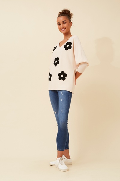 ENOLA DAISY PRINT KNIT PULLOVER