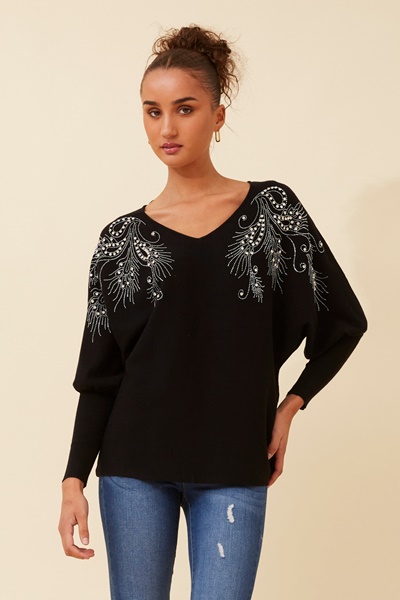 ENOLA DIAMANTE KNIT PULLOVER