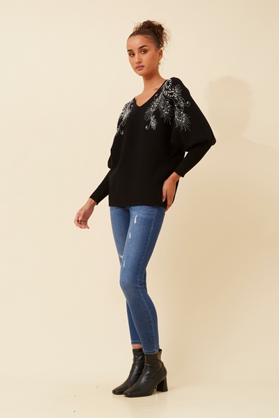 ENOLA DIAMANTE KNIT PULLOVER