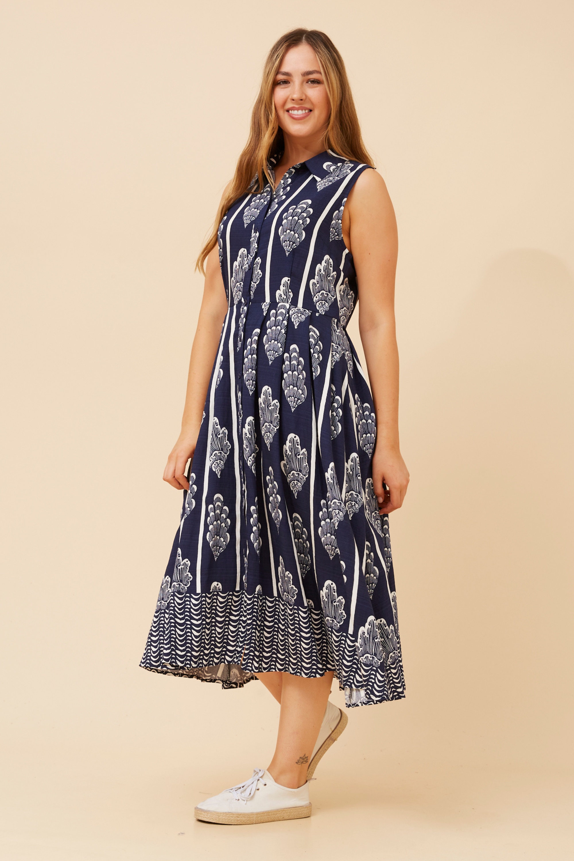 ENZINA BORDER PRINT SHIRT DRESS