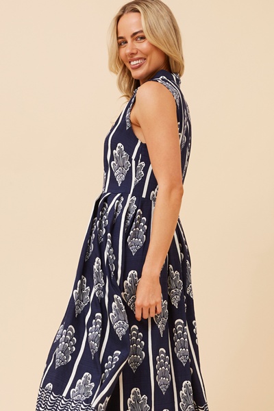 ENZINA BORDER PRINT SHIRT DRESS