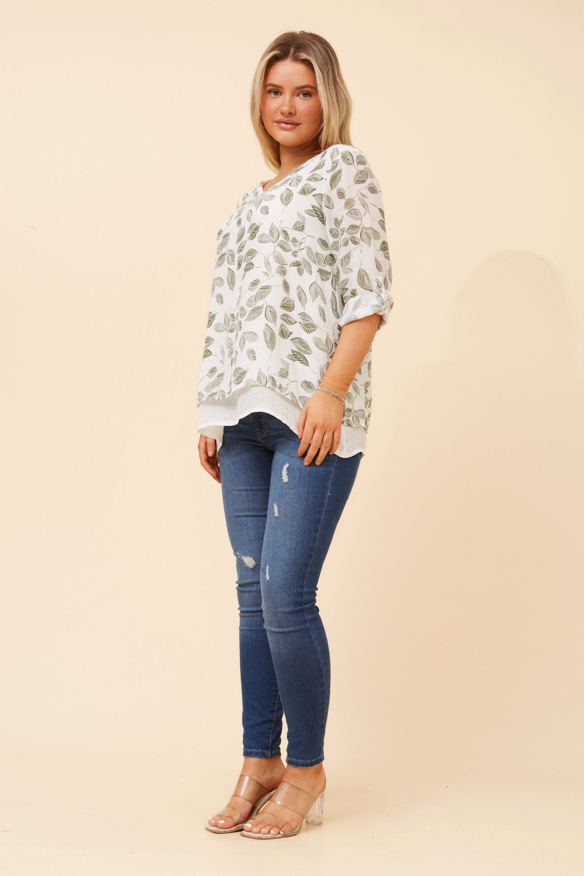 ERIANA LEAF PRINT TOP