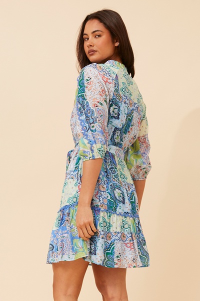 ERIS PATCHWORK PRINT DRESS