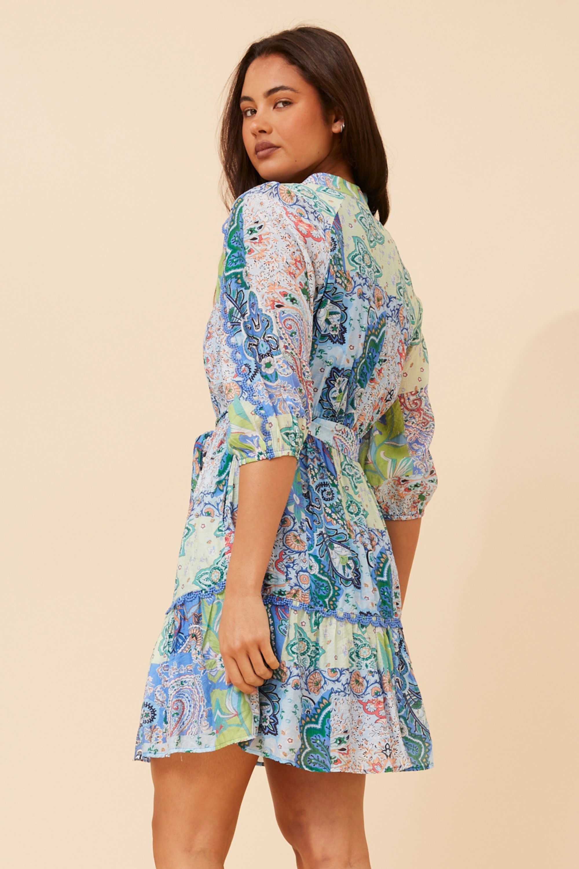 ERIS PATCHWORK PRINT DRESS