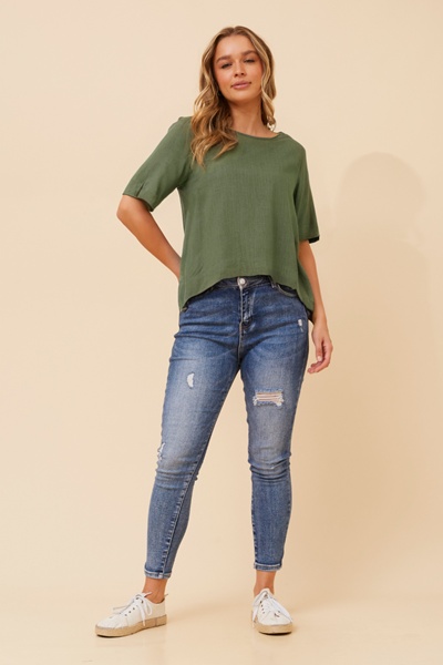 ERMINA SOLID LINEN T-SHIRT