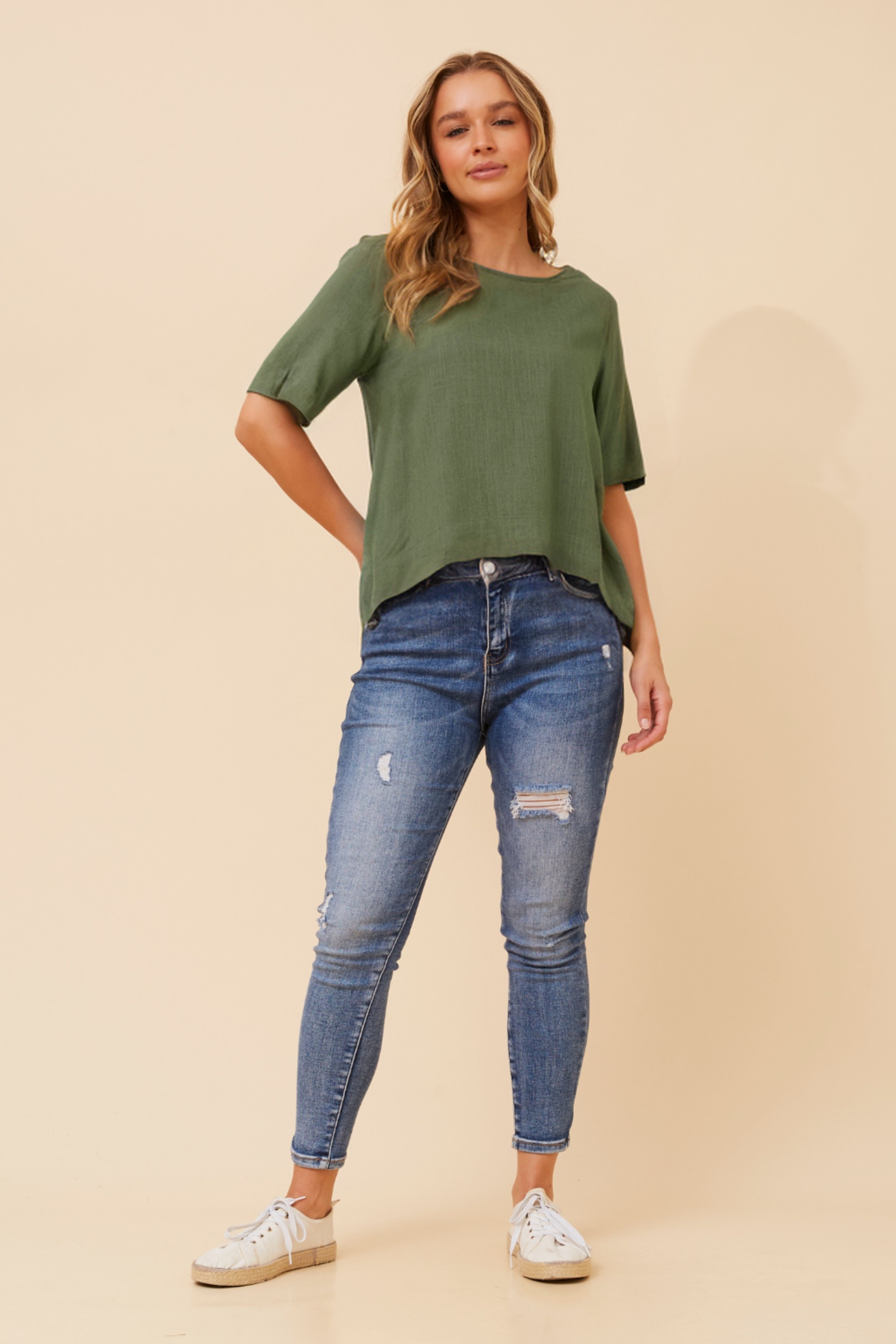 ERMINA SOLID LINEN T-SHIRT