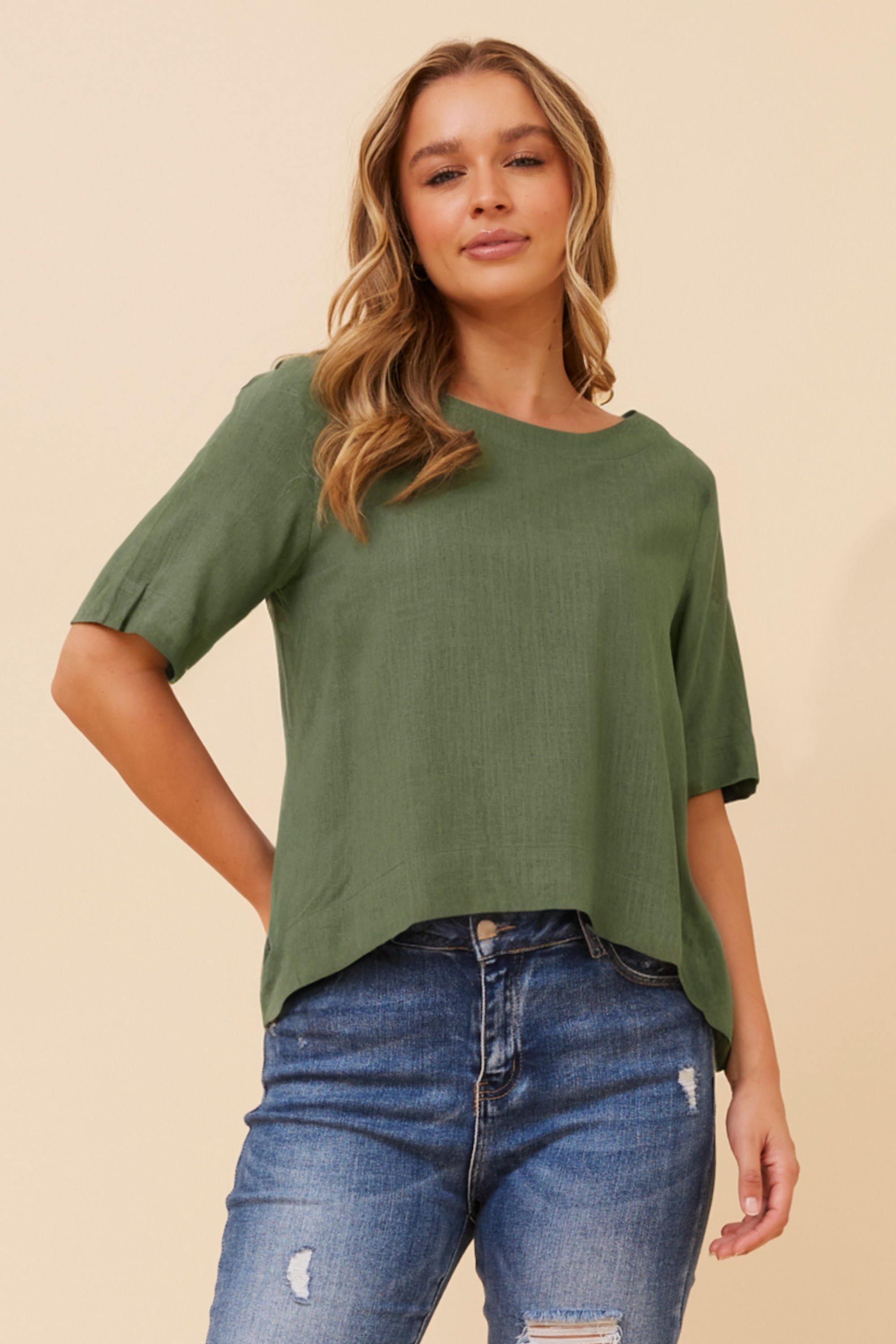 ERMINA SOLID LINEN T-SHIRT