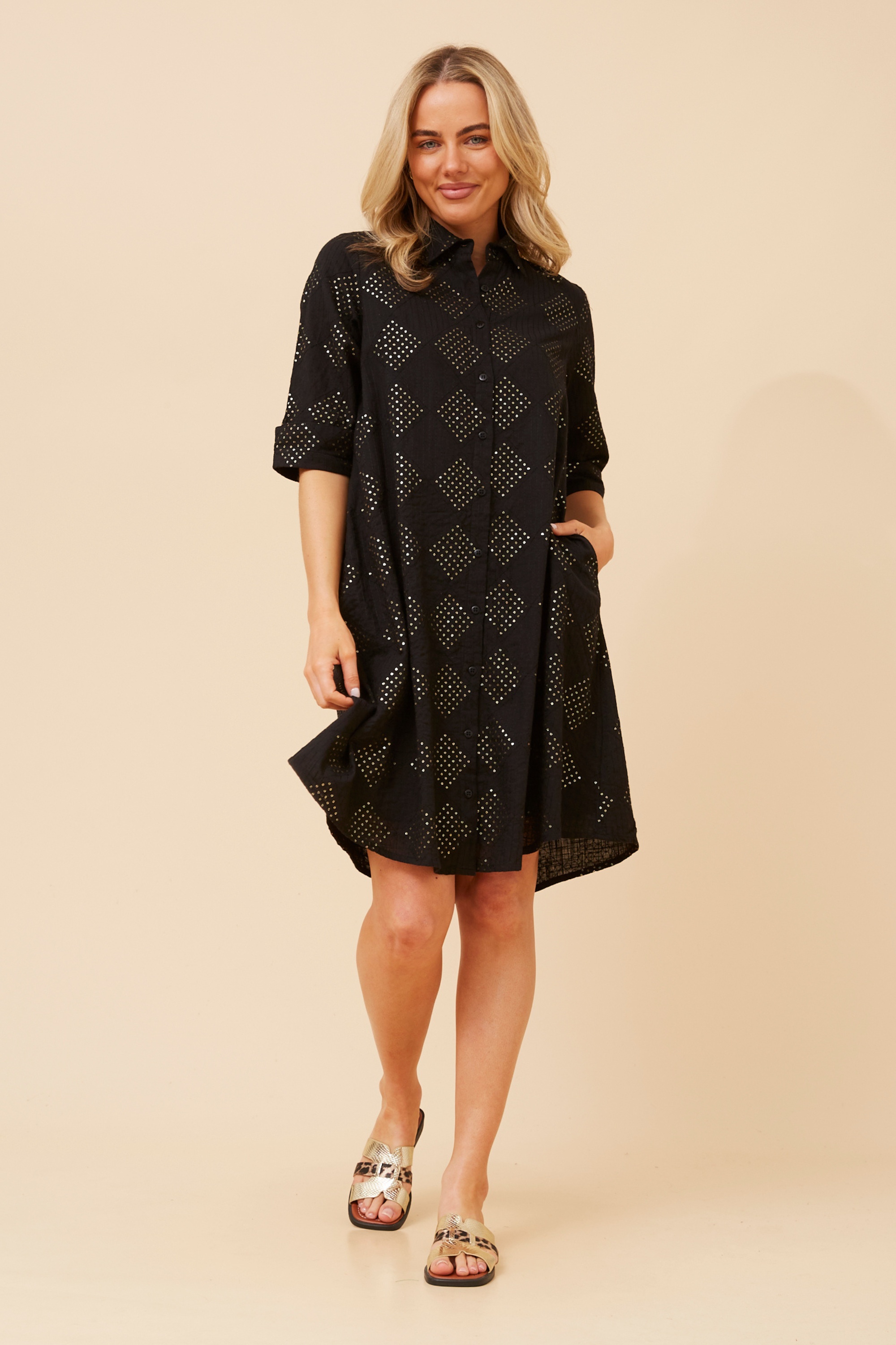 ESHANI SEQUIN SHIRT DRESS