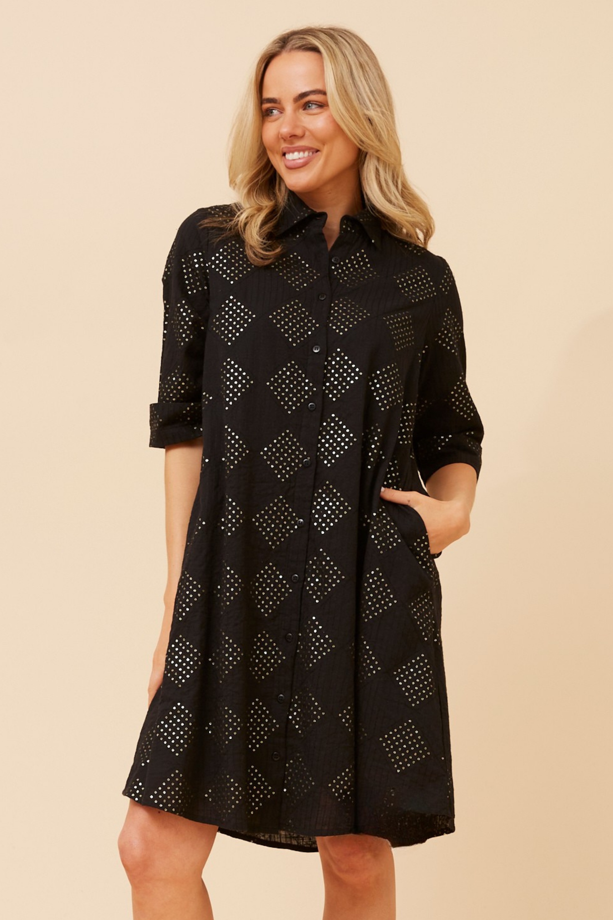 ESHANI SEQUIN SHIRT DRESS