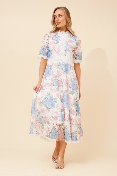 ESMERALDA FLORAL LACE MIDI DRESS