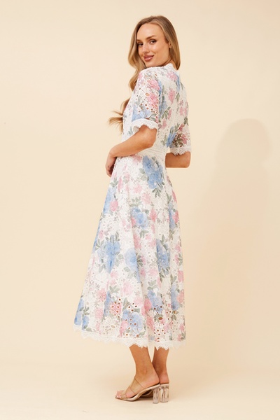 ESMERALDA FLORAL LACE MIDI DRESS