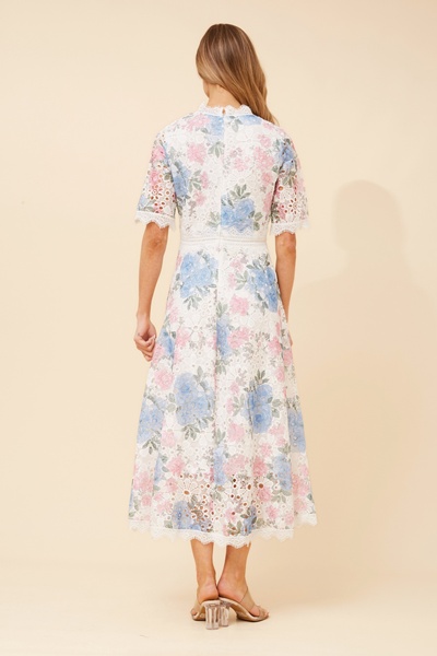 ESMERALDA FLORAL LACE MIDI DRESS
