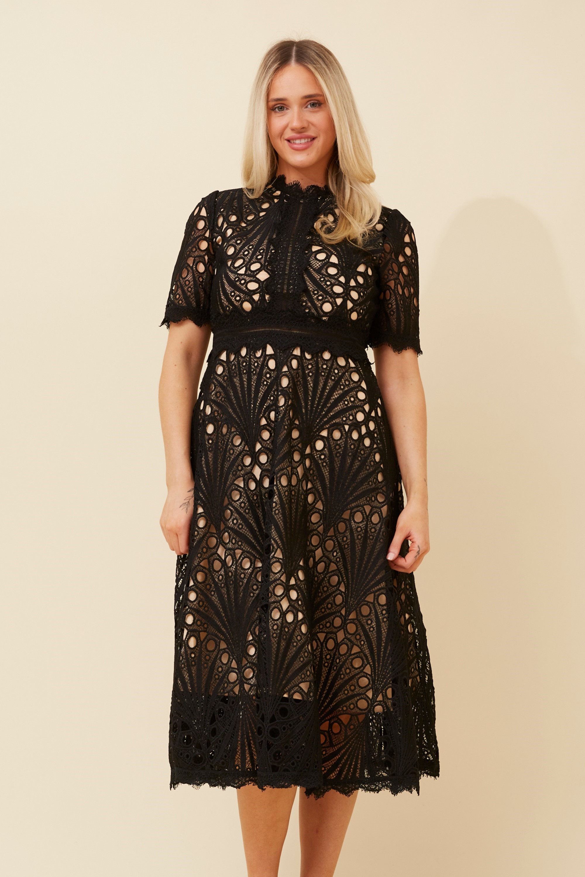 ESMERALDA LACE MIDI DRESS