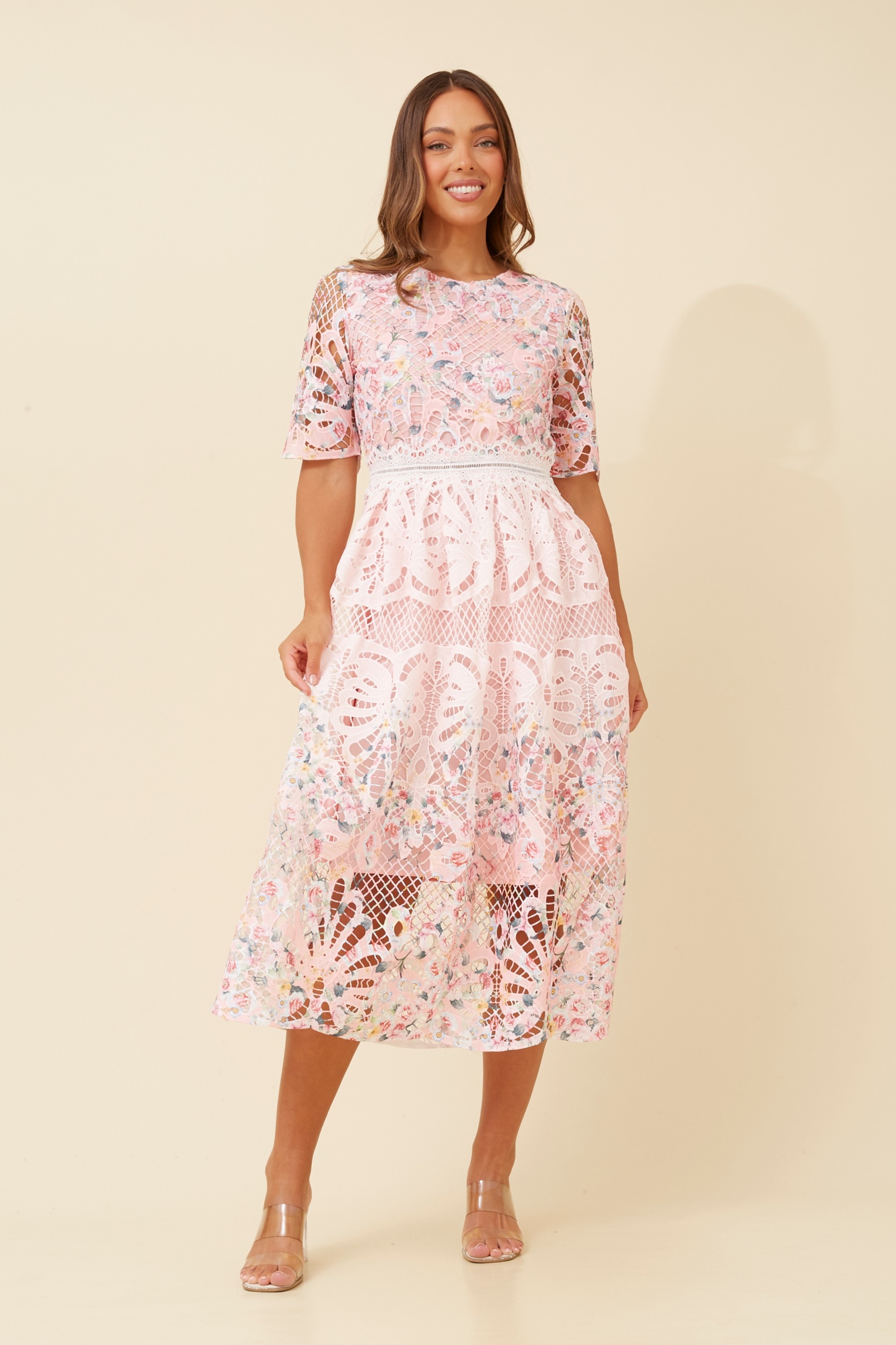 ESMERALDA LACE MIDI DRESS