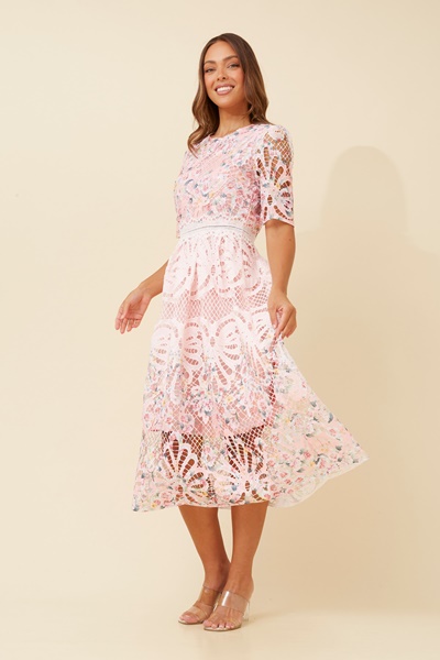 ESMERALDA LACE MIDI DRESS