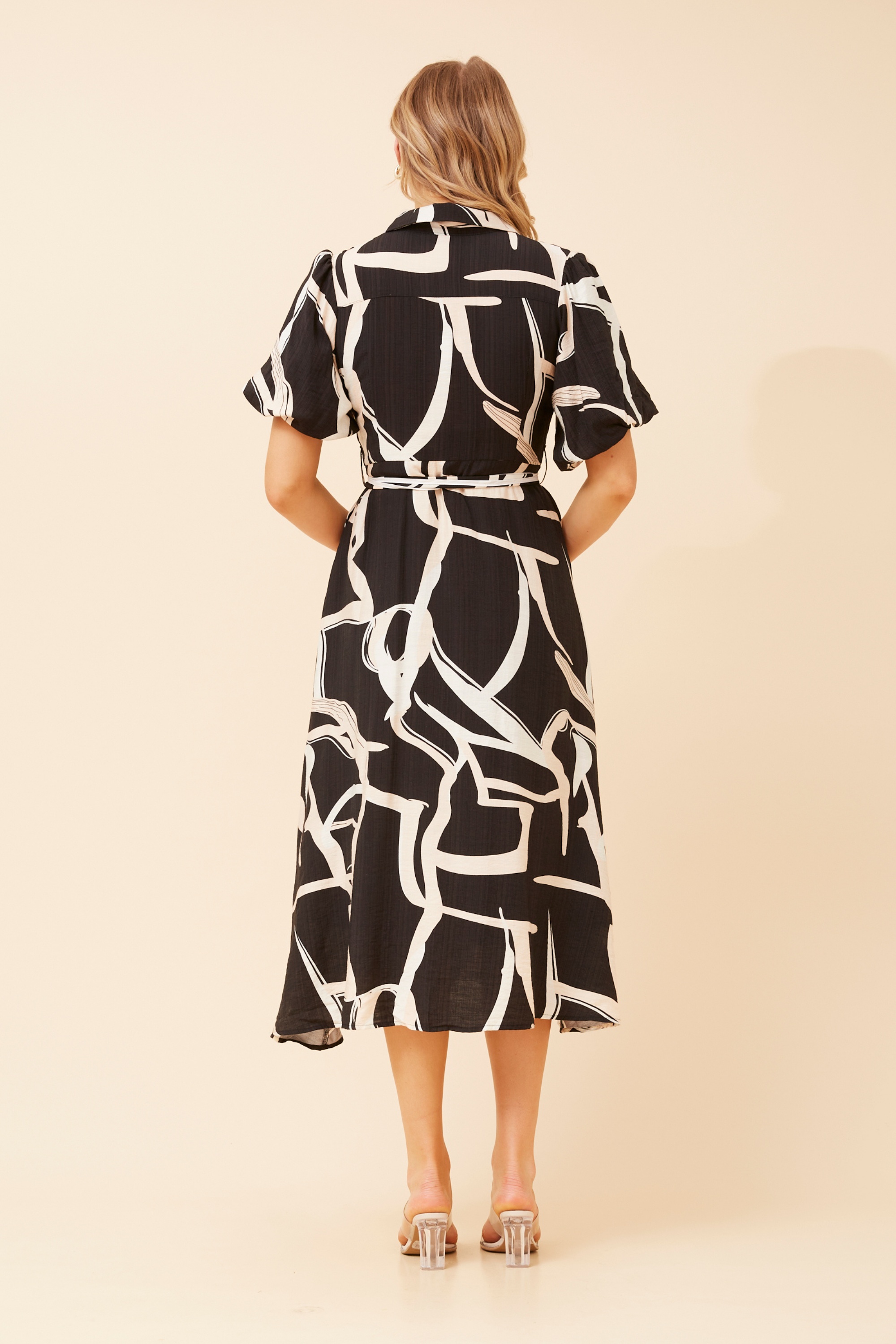 ESSIE ABSTRACT PRINT MIDI DRESS
