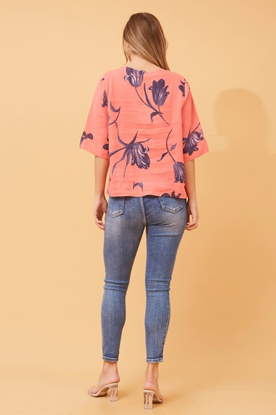 ETNA FLORAL LINEN TOP