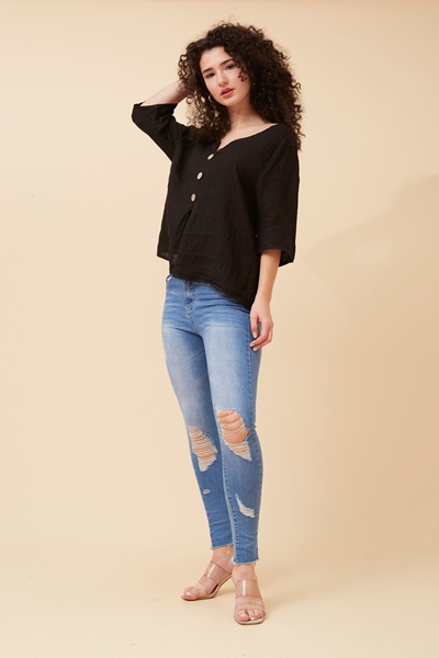 ETNA SOLID LINEN TOP