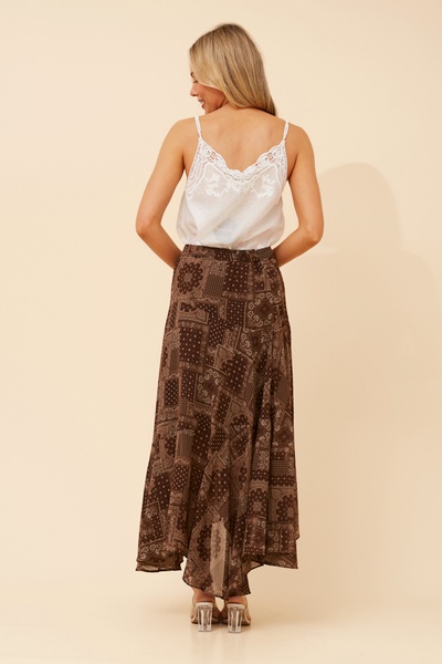 EUGENIA PATCHWORK PRINT MIDI SKIRT