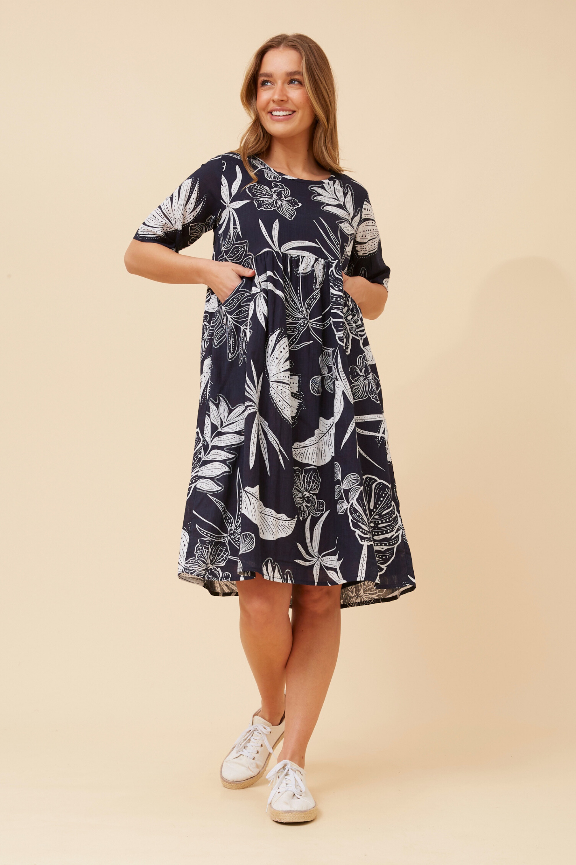 Eugenie leaf print midi dress | Buy Online