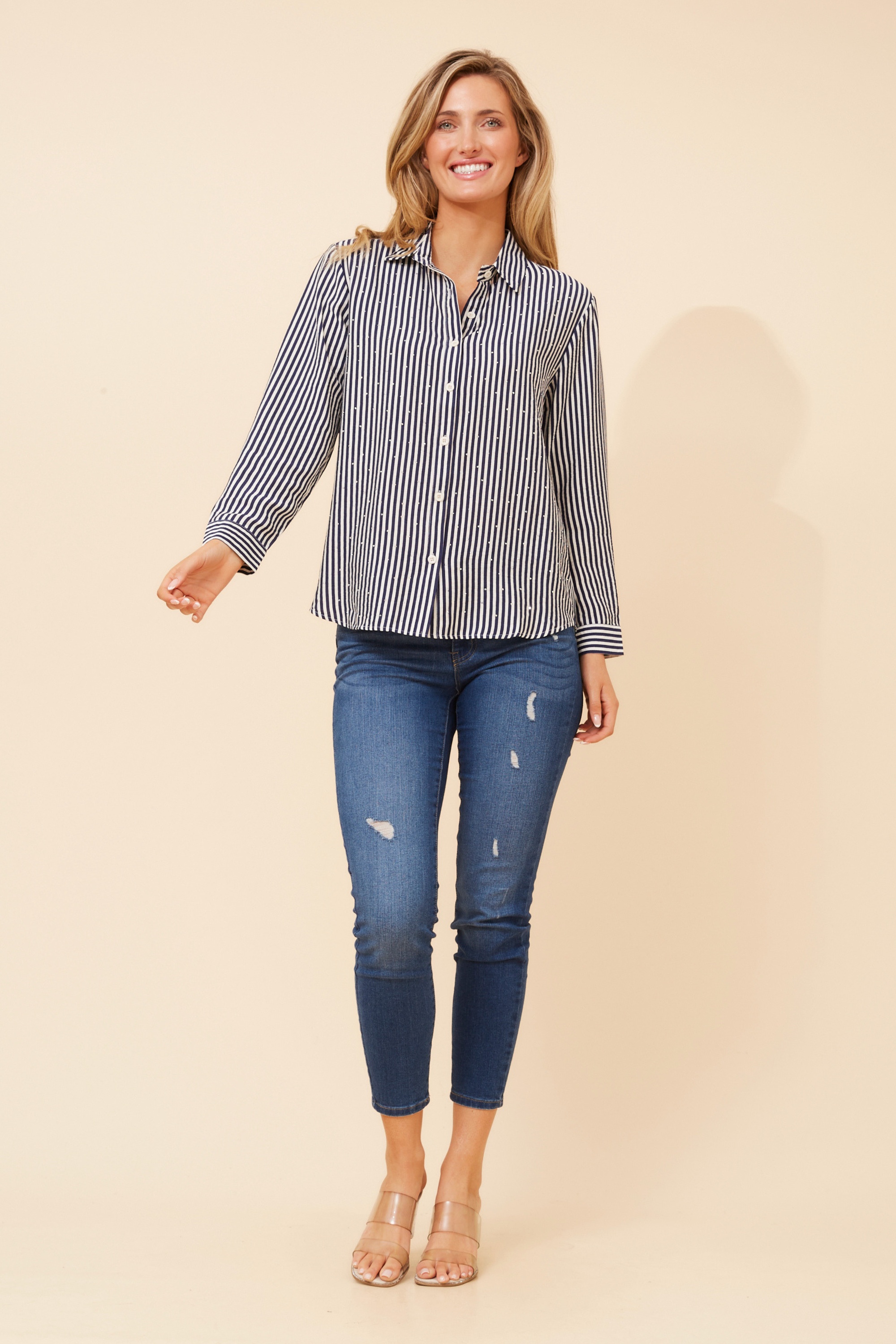 EUNICE STRIPE PRINT SHIRT