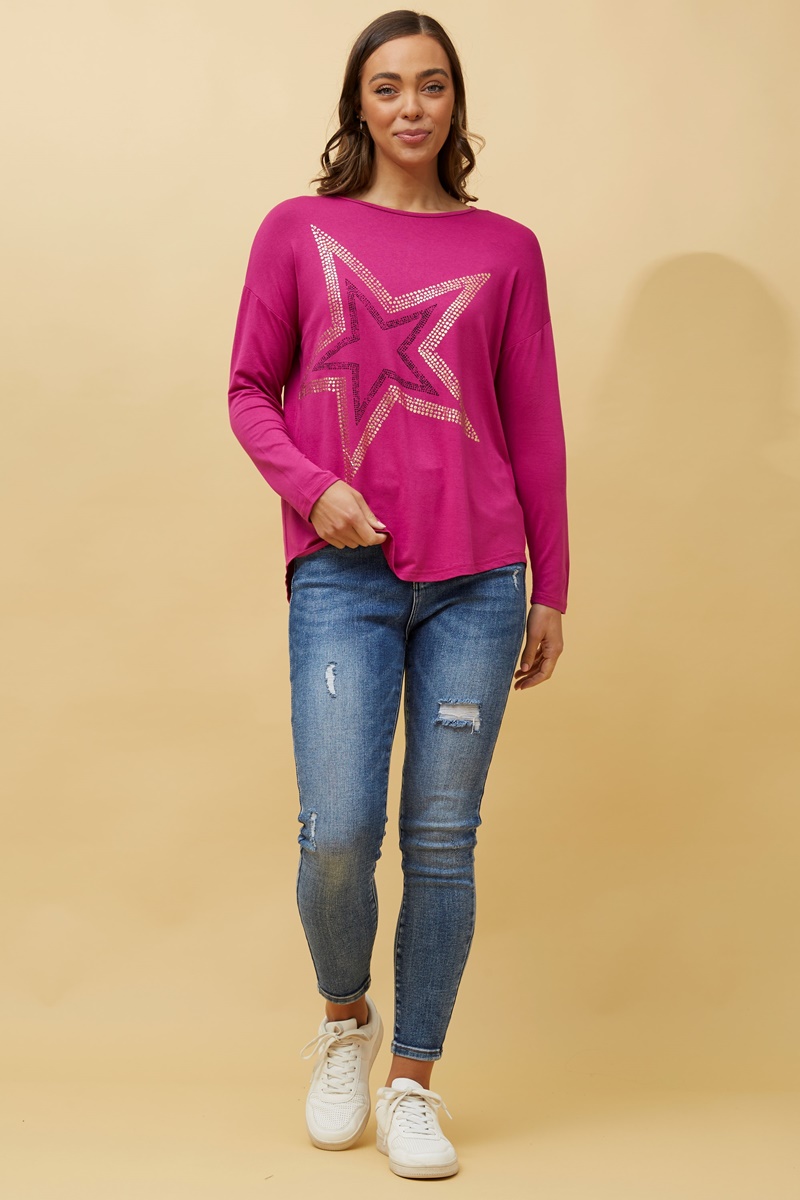 Eva long sleeve star print top & Buy Online & Femme Connection