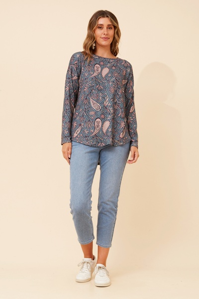 EVA PAISLEY PRINT TOP