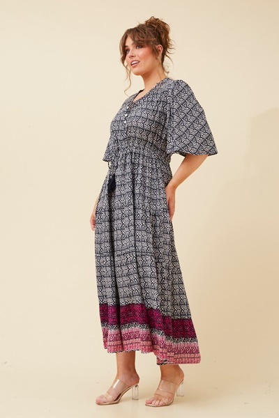 EVANDA BORDER PRINT DRESS