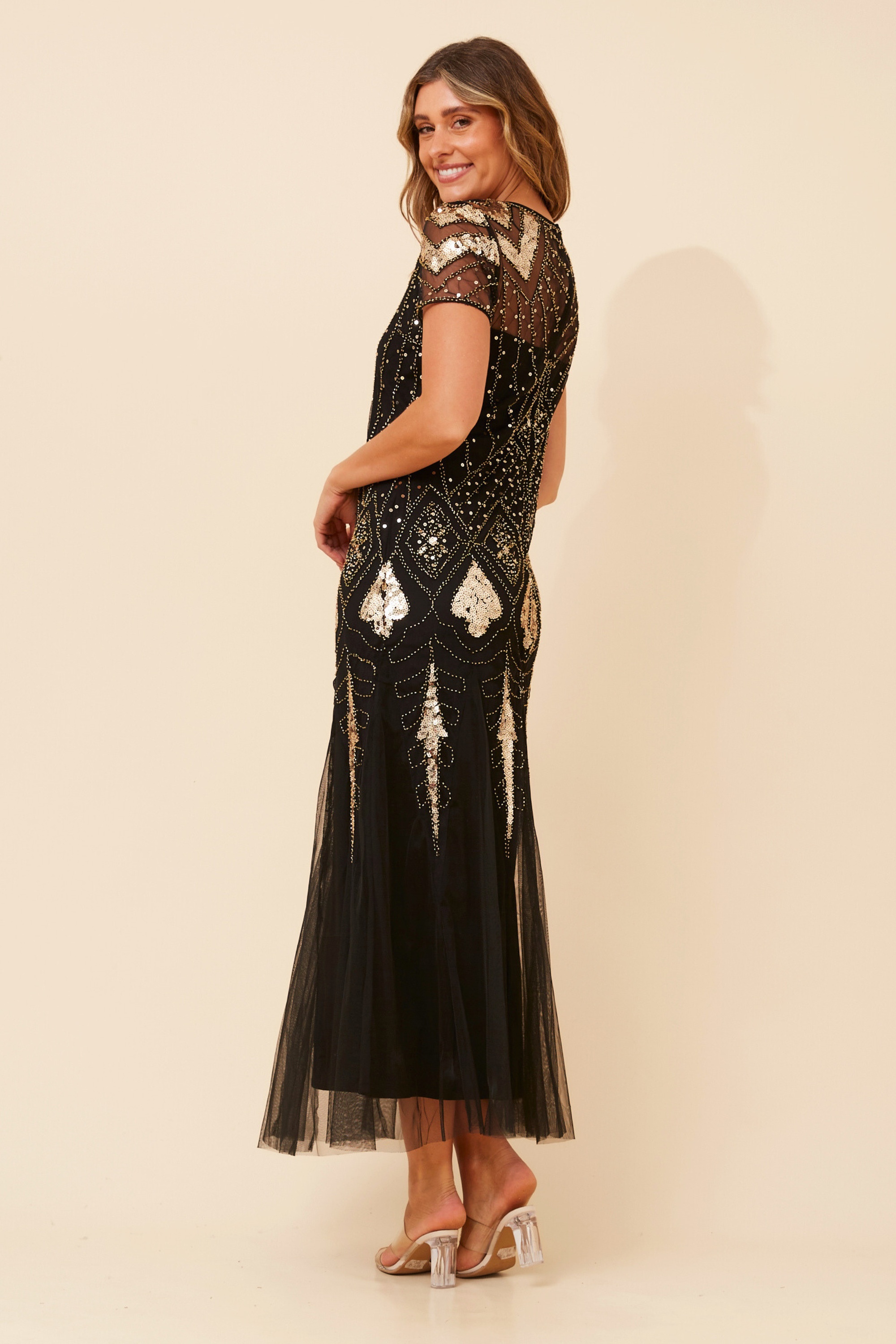 EVELINA SEQUIN MAXI DRESS