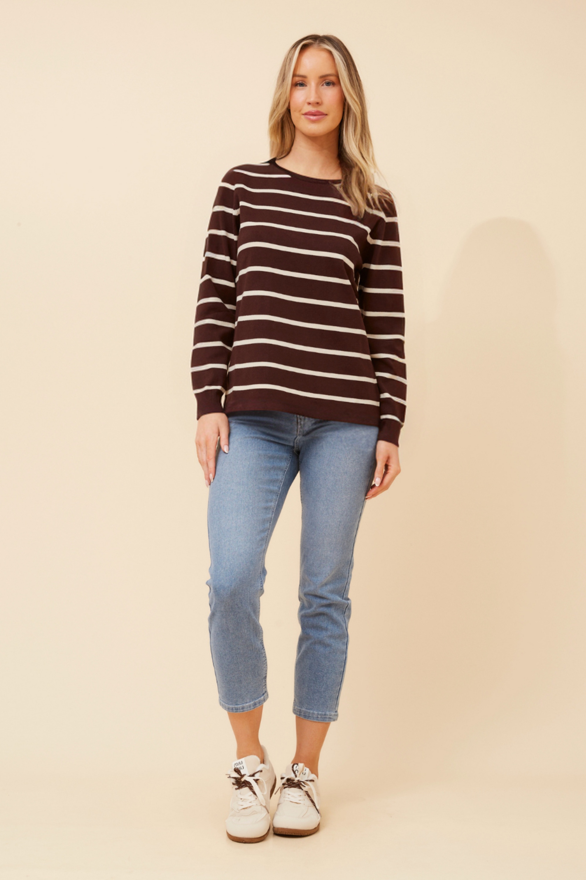 EVEREIGH STRIPE PRINT KNIT PULLOVER
