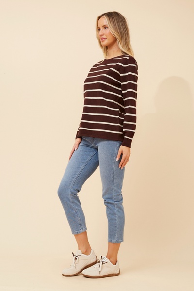 EVEREIGH STRIPE PRINT KNIT PULLOVER