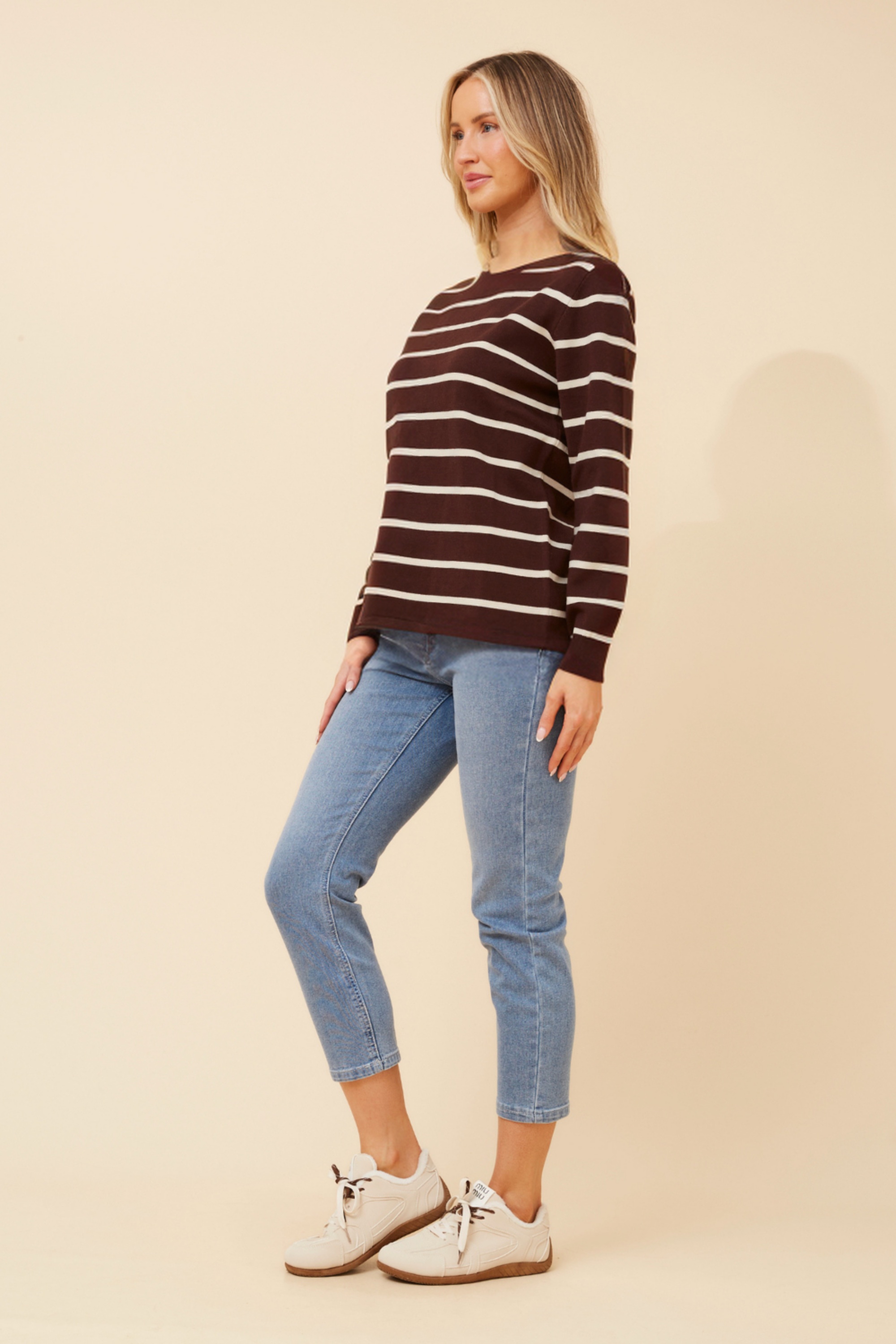 EVEREIGH STRIPE PRINT KNIT PULLOVER