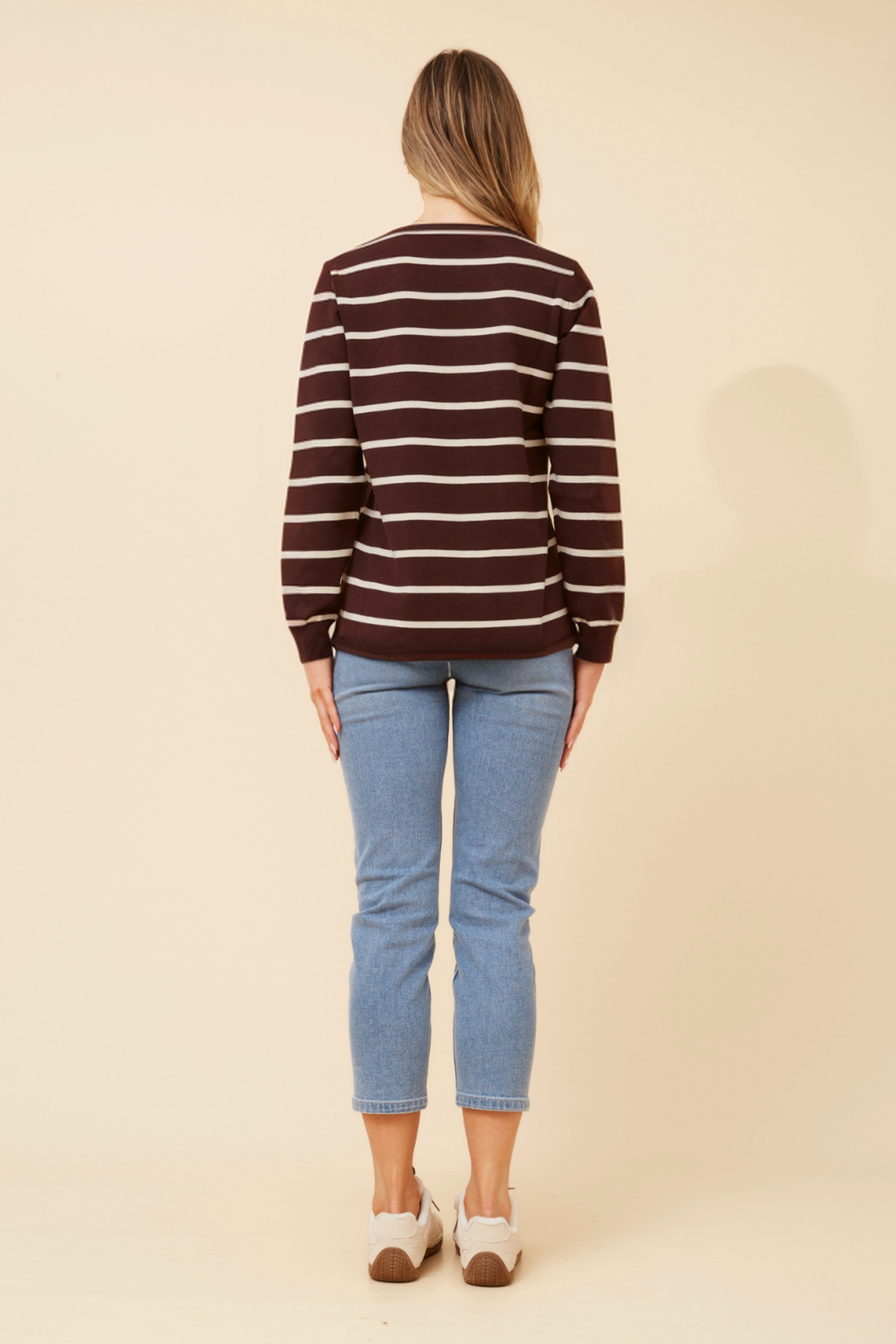 EVEREIGH STRIPE PRINT KNIT PULLOVER