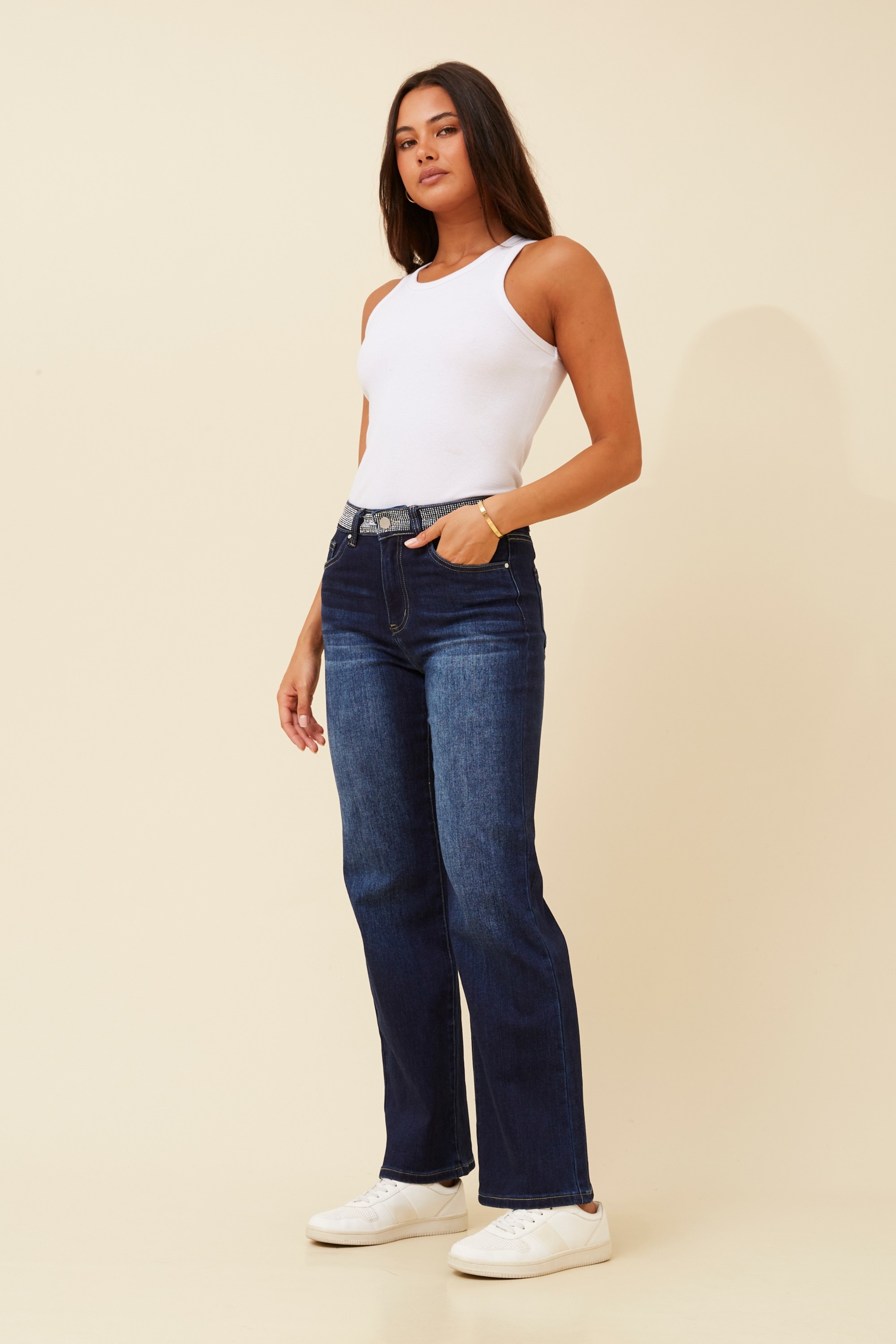 FABIENNE DIAMANTE DENIM PANTS