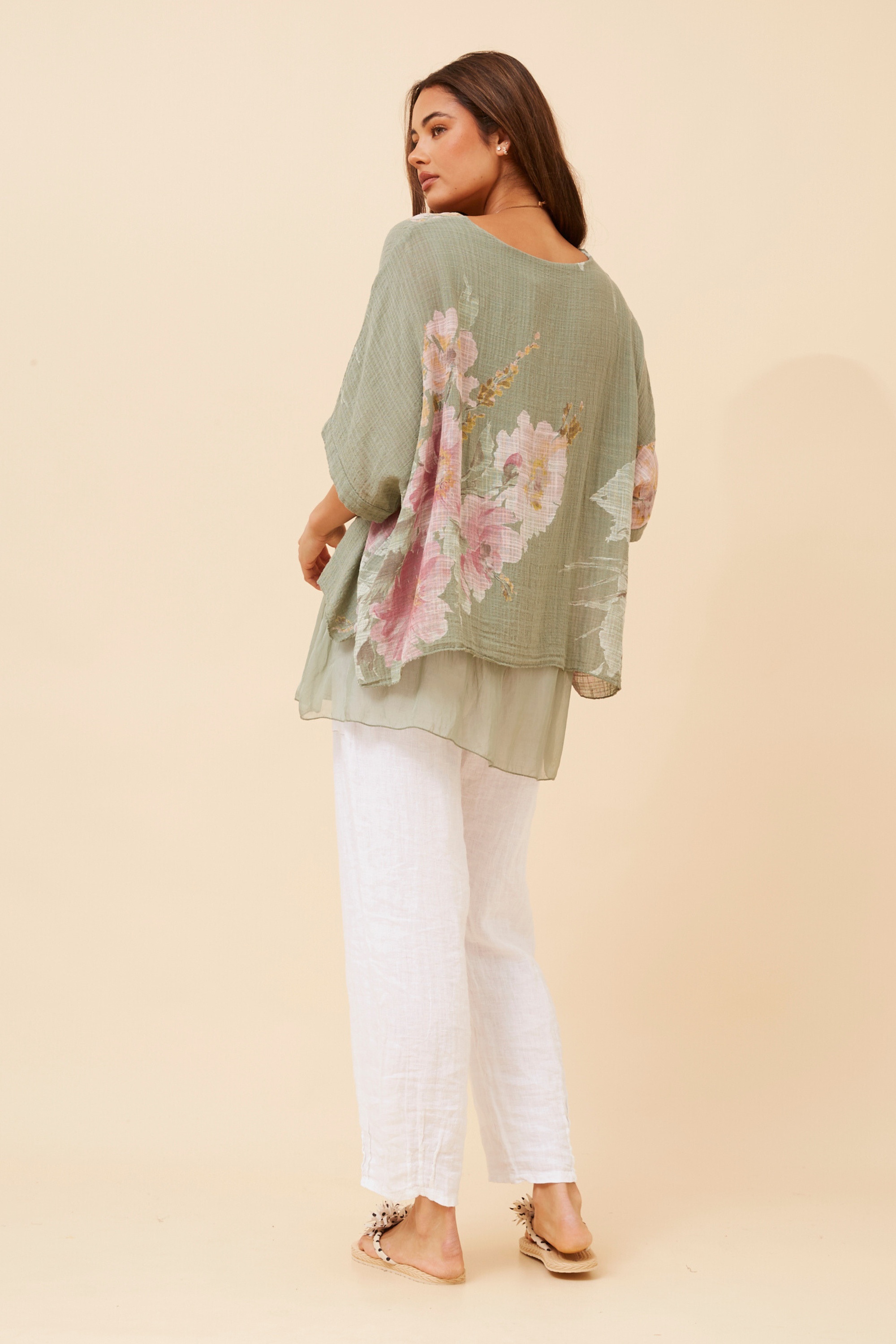 FABRIZIA DOUBLE LAYER FLORAL TOP