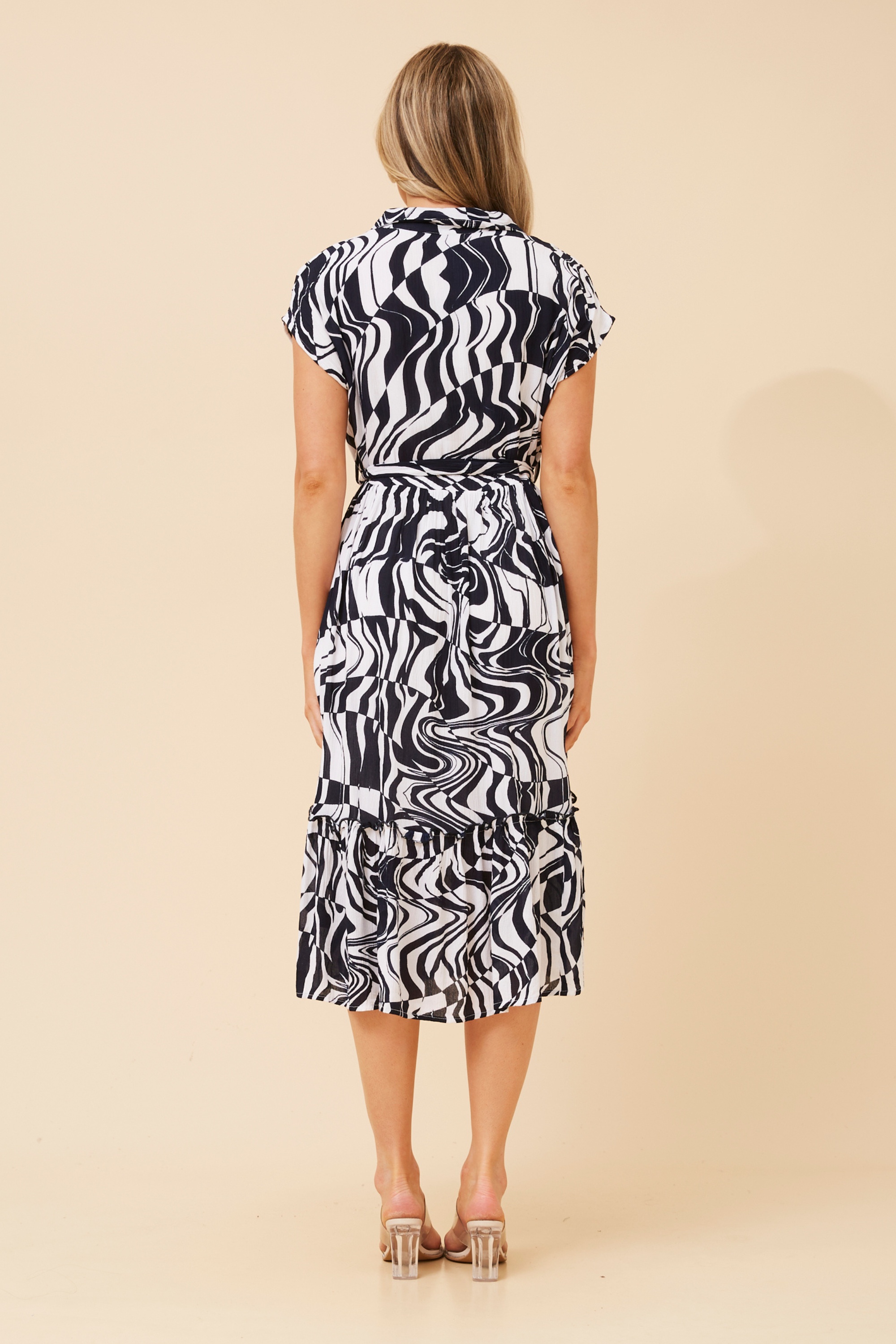 FAINA ABSTRACT PRINT MIDI DRESS
