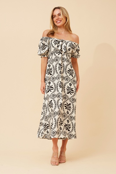 FAITH ABSTRACT MIDI DRESS
