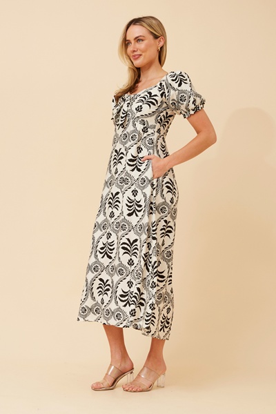 FAITH ABSTRACT MIDI DRESS