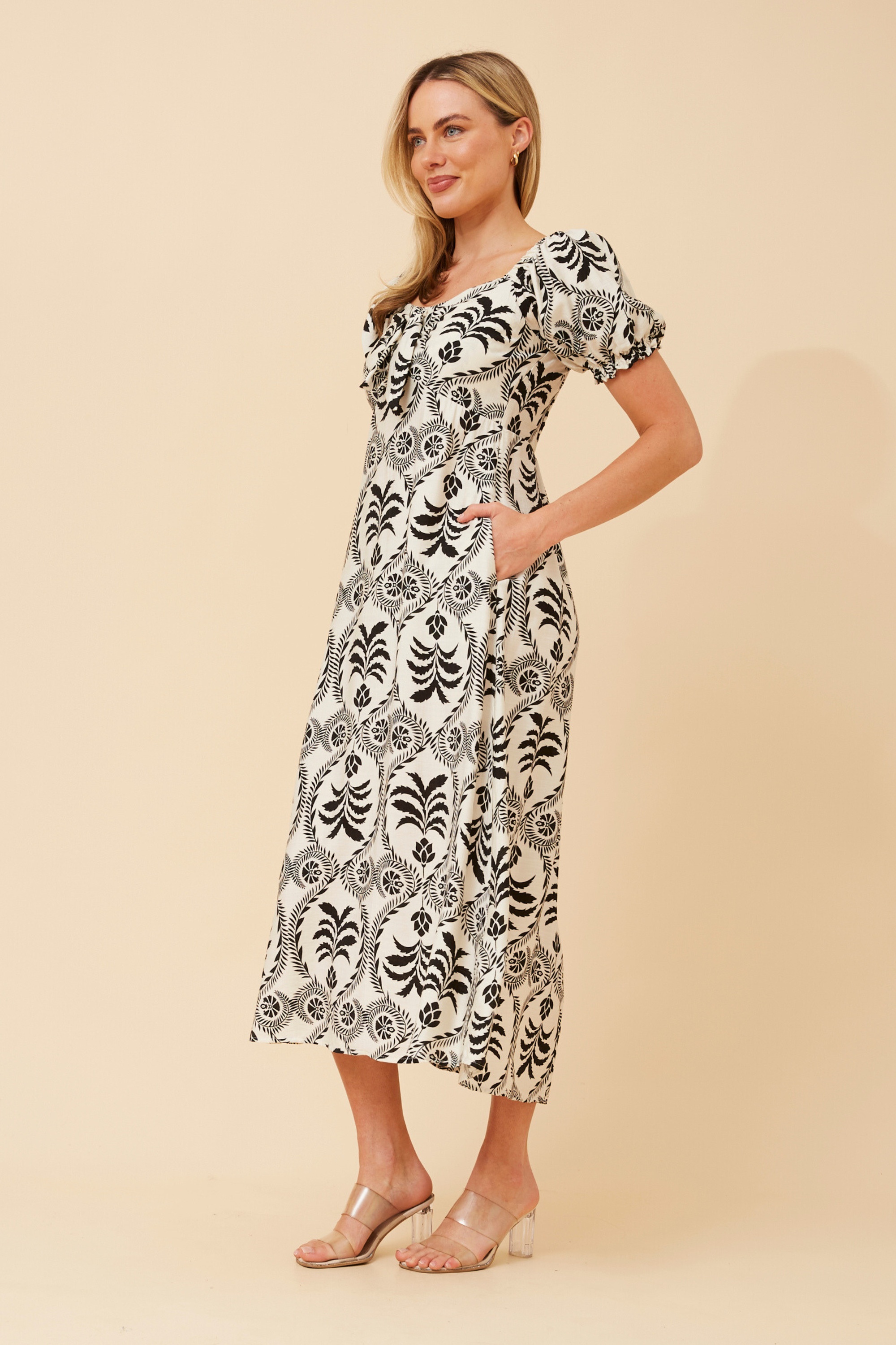 FAITH ABSTRACT MIDI DRESS