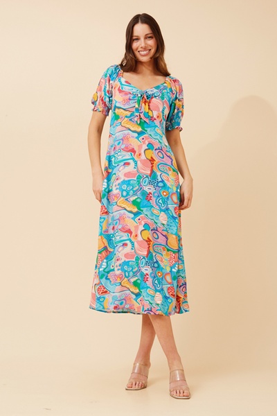 FAITH ABSTRACT PRINT MIDI DRESS