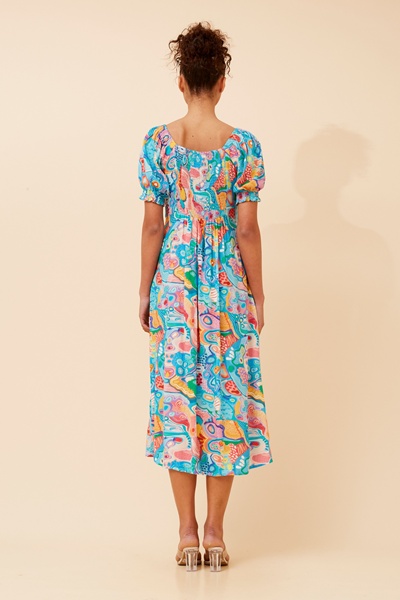 FAITH ABSTRACT PRINT MIDI DRESS