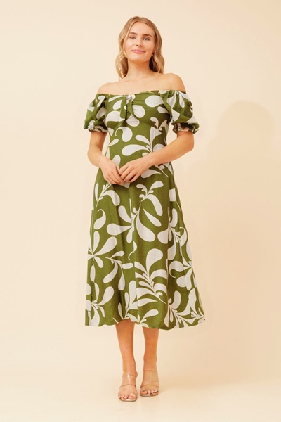 FAITH ABSTRACT PRINT MIDI DRESS