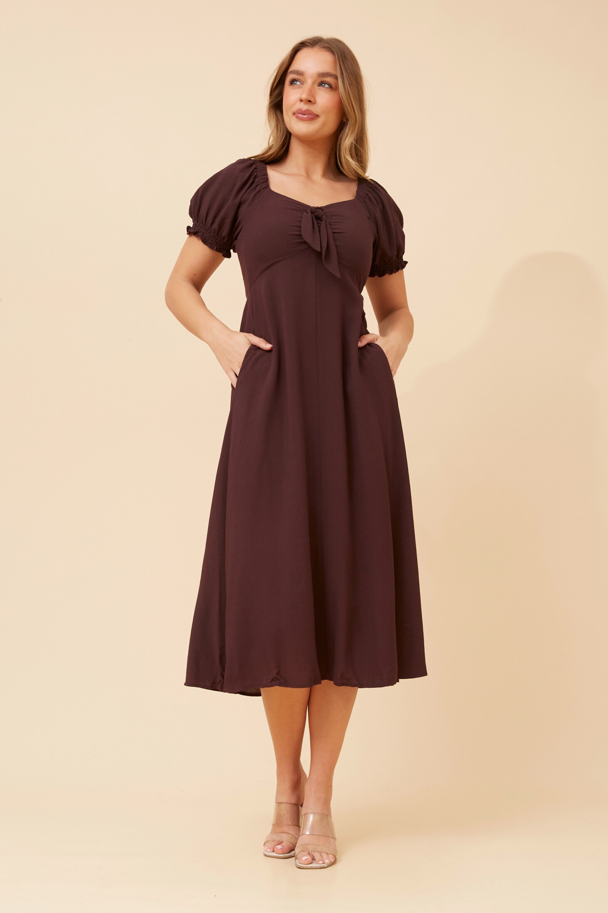 FAITH BOW FRONT MIDI DRESS