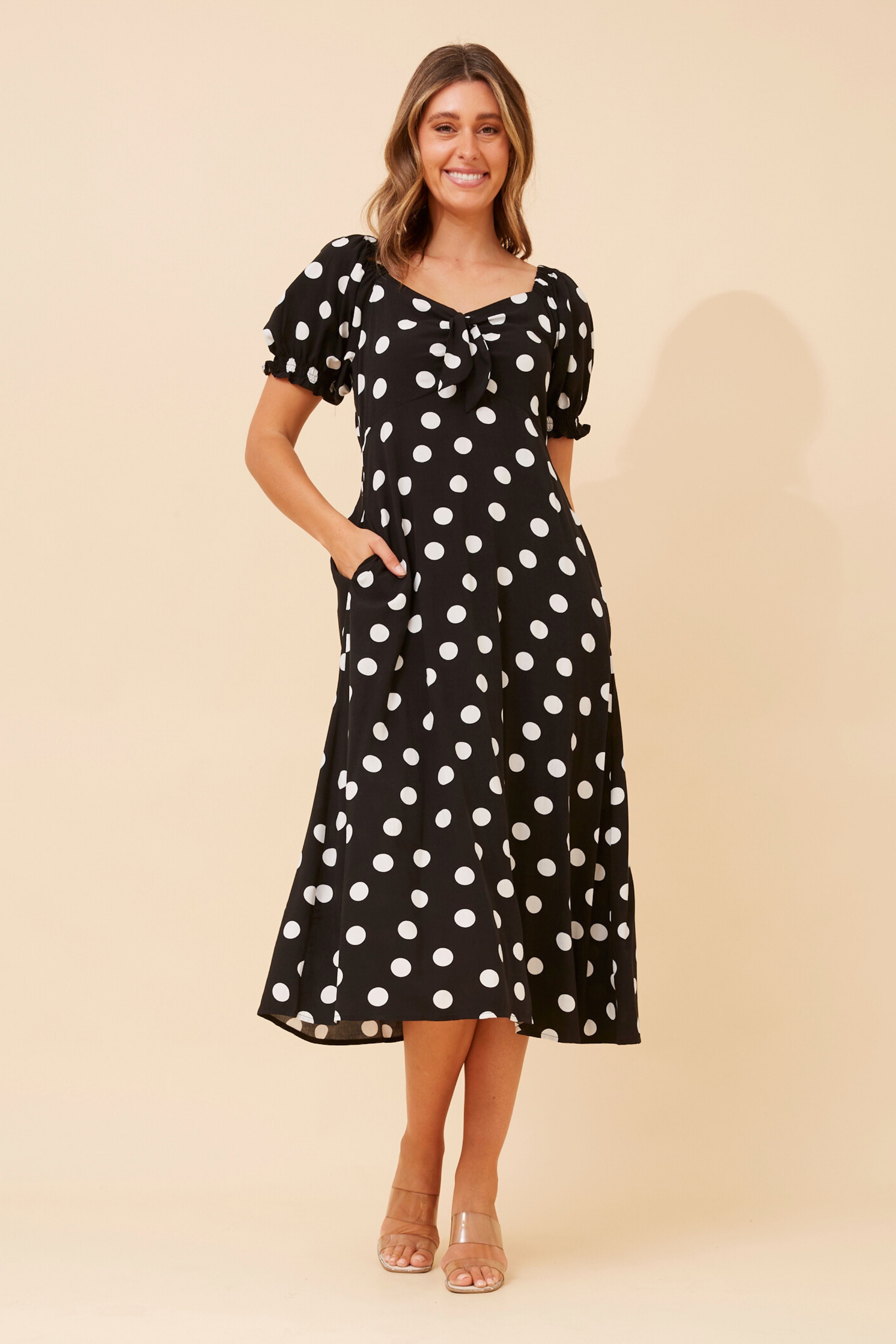FAITH BOW FRONT MIDI DRESS