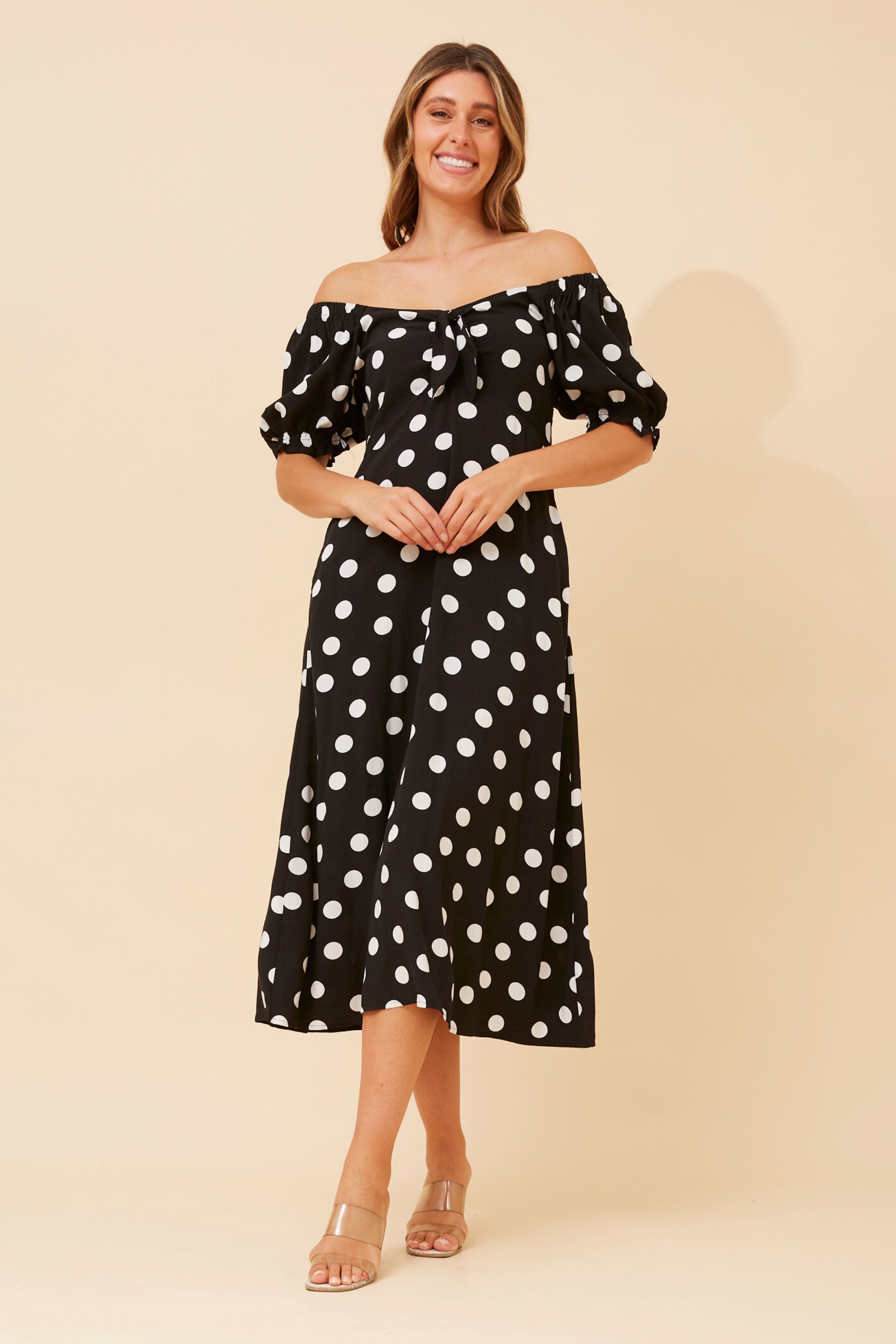 FAITH BOW FRONT MIDI DRESS