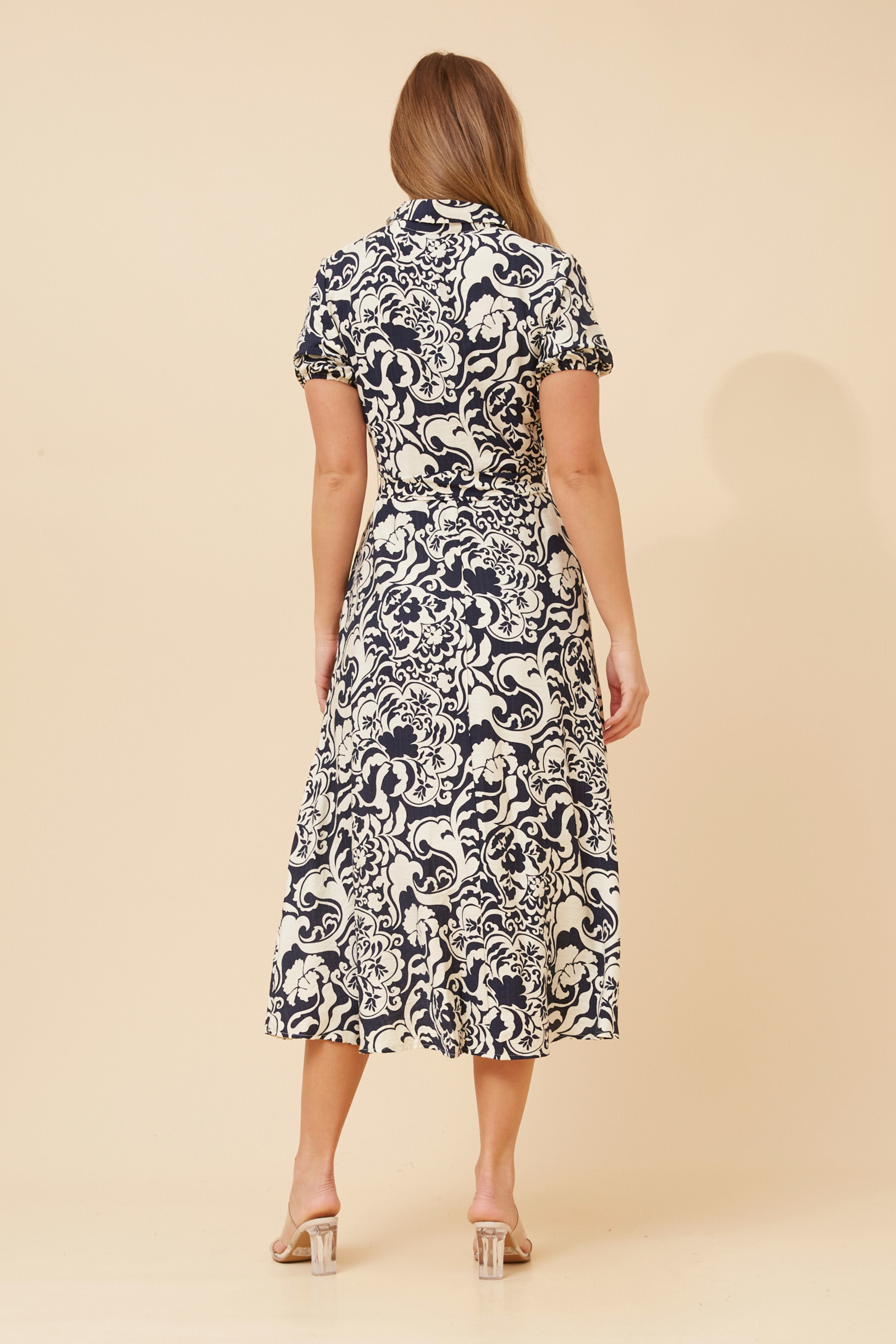 FALINA ABSTRACT PRINT MIDI DRESS