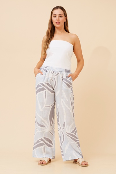 FALLAN ABSTRACT PRINT LINEN PANTS